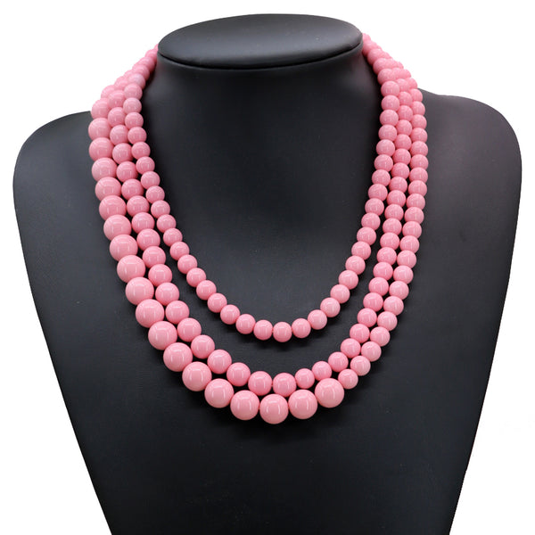Pink Beaded Charm Necklace
