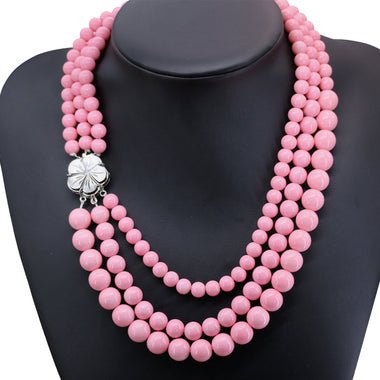 Pink Beaded Charm Necklace