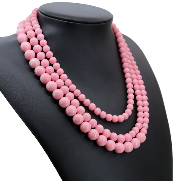 Pink Beaded Charm Necklace